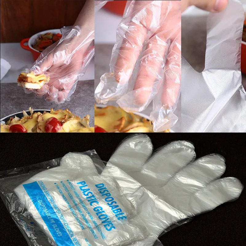 100pcs Plastic Disposable Gloves Transparent Eco-friendly Gloves for Kitchen Catering Hygiene Restaurant BBQ Fruit Supplies