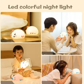 

USB Charging Bright Cute Luminous Night Light Bedside Lamp Lamp Home Household Decoration Nursery Decor Color Changing Bedroom