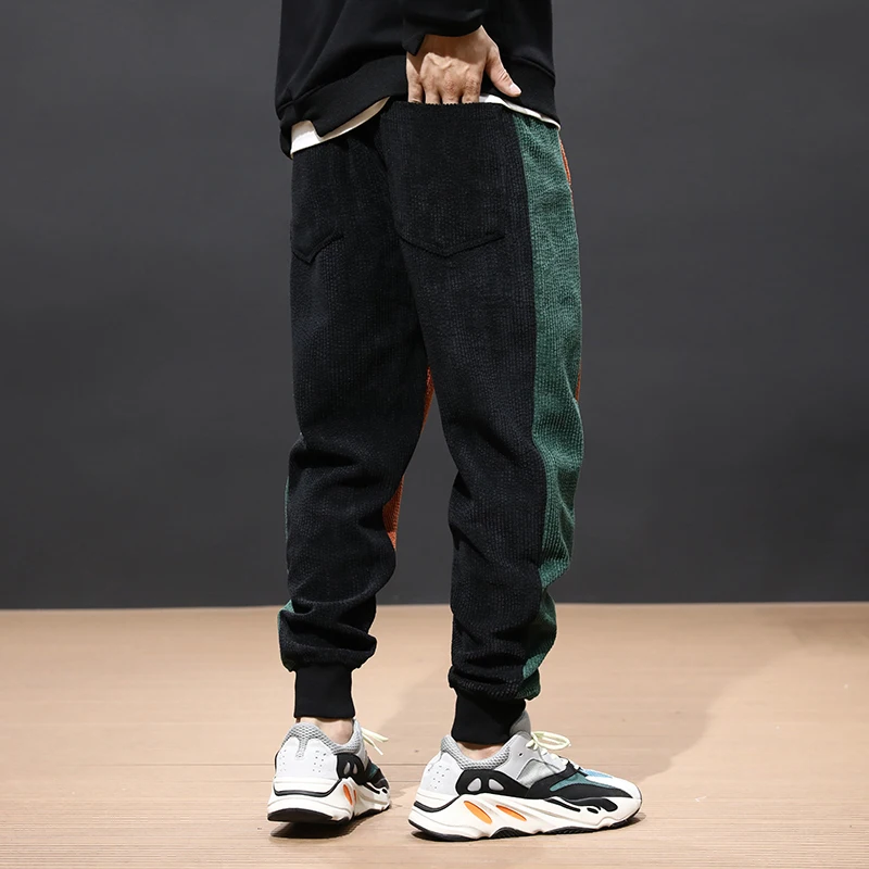 80% OFF Autumn Winter Fashion Men Jeans Loose Fit Spliced Designer Casual Corduroy Cargo Pants Harem Trousers Hip Hop Joggers Pants Men