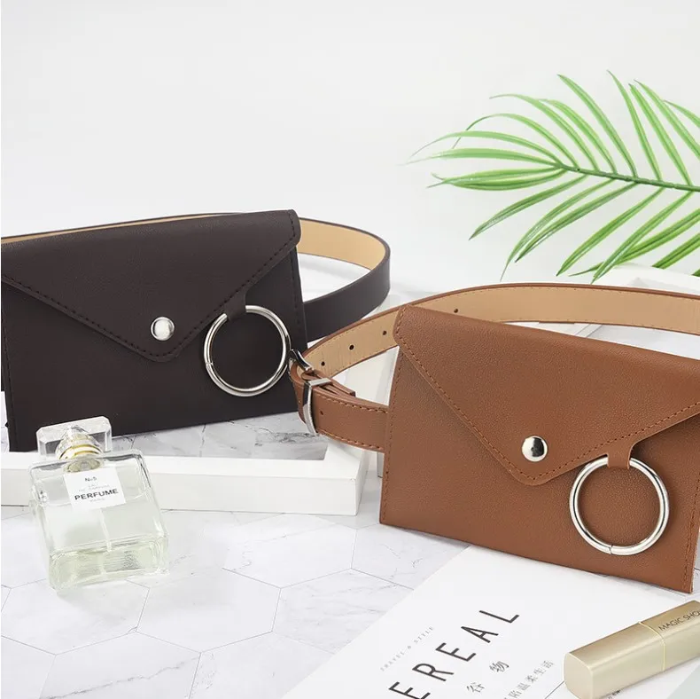 2018 wholesale fashion women's leather waist bag mini mobile phone storage bag with belt