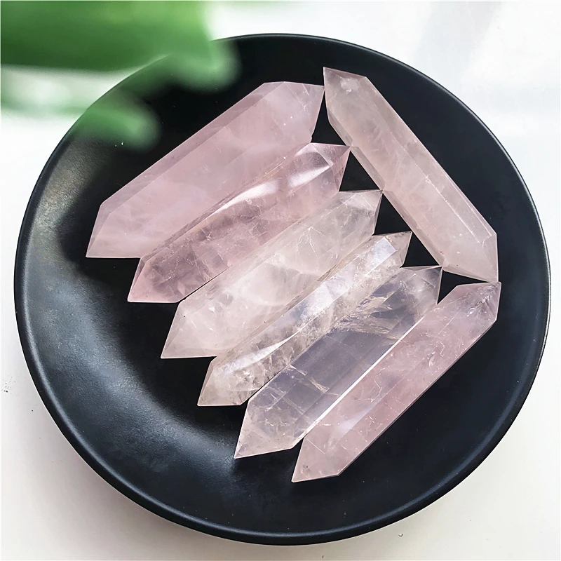 4 размера 50-90 мм натуральный розовый кристалл кварца палочка с двойной концевой точкой заживление натуральных камней и минералов
