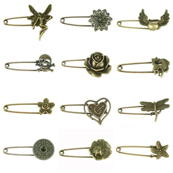 

Long Safety Flower Rose Owl Starfish Vintage Style Bronze Color Paper Clip Brooch Bookmark Pins Many Design Mixed Wholesale