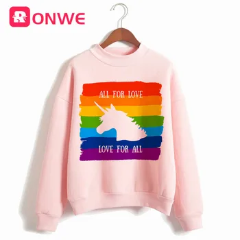 

Women Pride Lgbt Gay Love Lesbian Rainbow Unicorn Hoodies Sweatshirts Winter Pullovers Cartoon Casual Harajuku Clothes