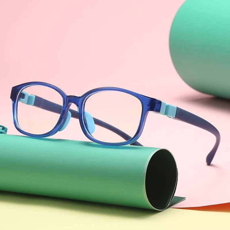 

Модные детские силиконовые очки TR90 с защитой от синего излучения, простые плоские зеркальные очки с круглой квадратной оправой, спортивные очки для чтения для мальчиков и девочек