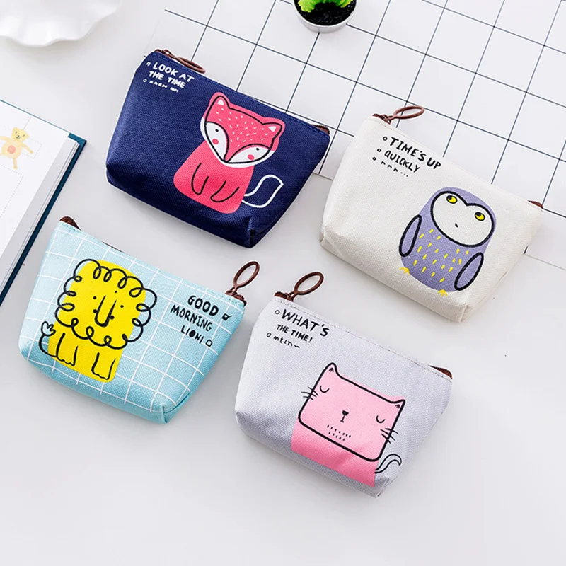 Womens Small Coin Purses And Holders Canvas Cute Cartoon Animal Fruit Print Coin Money Card Wallet Pouch Earphone Key Bags Womens Small Coin Purses And Holders Canvas Cute Cartoon Animal Fruit Print Coin Money Card Wallet Pouch Earphone Key Bags