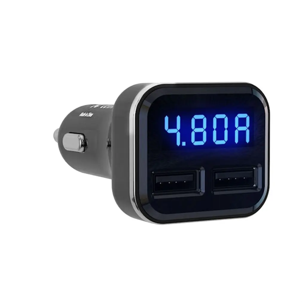 

4.8A Intelligent Voltage Current Detection Vehicle Charge Adapter Dual USB Car Charger Display Fast Charging For Mobile Phone