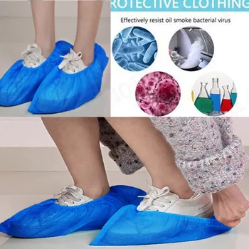 

38# 100pcs Disposable Shoe Covers Anti Slip Shoe Cover Rain Boot Covers Breathable Carpet Overshoes Non-woven Shoes Dustcovers