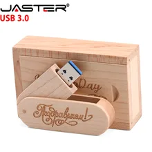 JASTER USB 3,0, логотип на заказ, вращающийся деревянный USB флеш-накопитель, флешка, карта памяти, Флеш накопитель, 4 ГБ, 16 ГБ, 32 ГБ, 64 ГБ