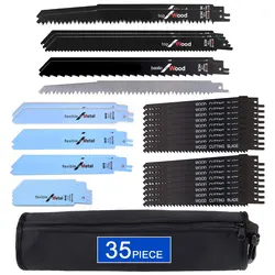 35pcs Reciprocating Saw Blade Set High Strength Assorted Pruning Saw Blade Metal Saw Blades Wood Plastic PVC Pipe Cutting Tool