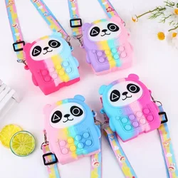 Porte monnaie Anti stress en Silicone pour enfants, nouveau sac créatif de dessin animé pour bébé Panda Fidget Toy Push Bubble 