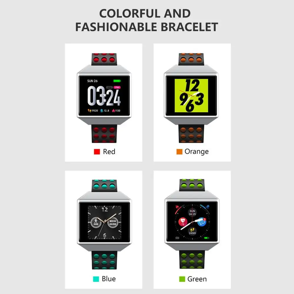 Full Touch Screen Smart Watch Heart Rate Sports Band Fitness Pedometer Breathing Light Waterproof Movement Smartwatch
