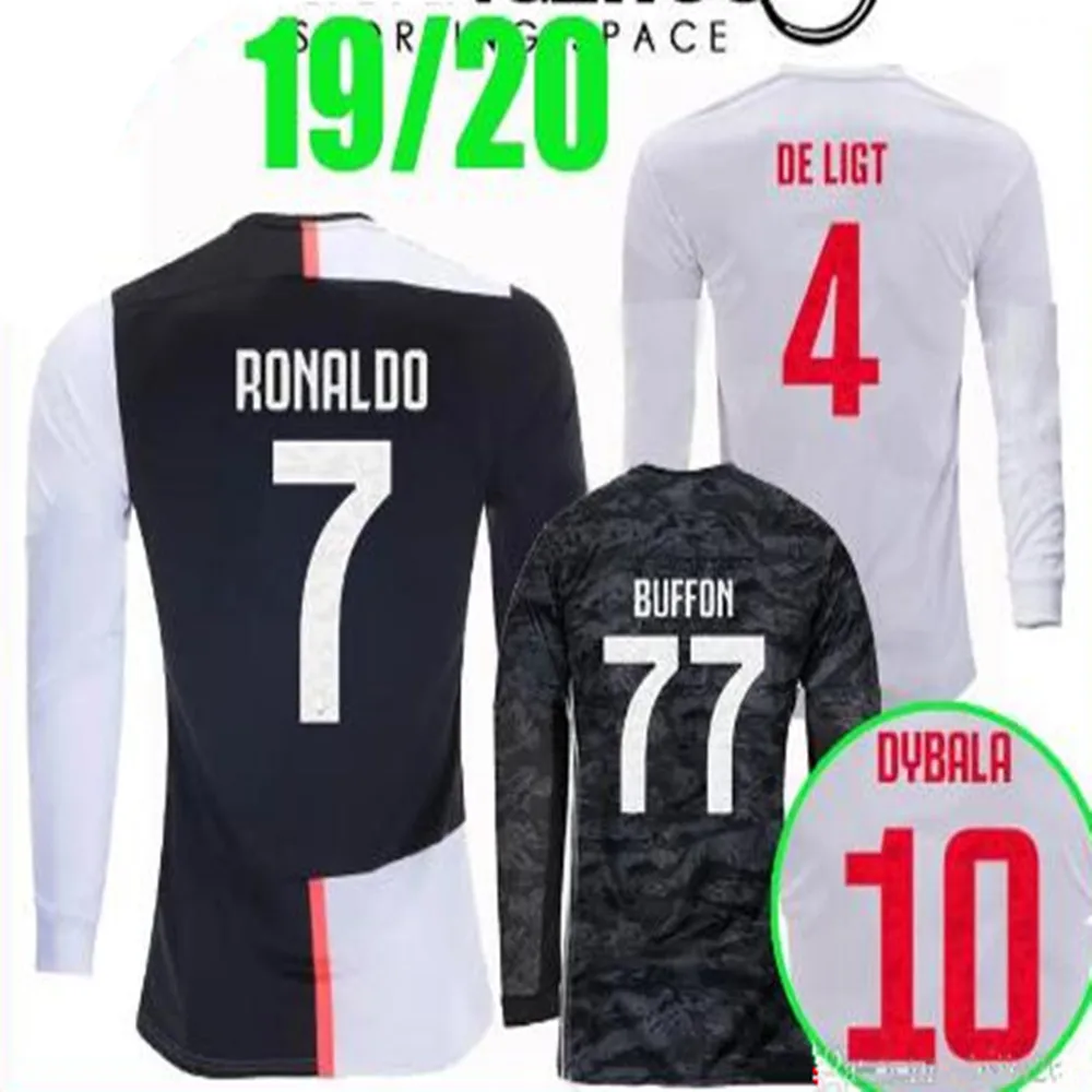 19 20 Роналду ювентусссс с длинным рукавом футбольные майки DE LIGT DYBALA HIGUAIN BUFFON MAGLIE Futbol мужская футбольная рубашка