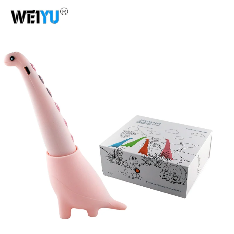 RP700A weiyu 3D Ручка для детей динозавр стебель игрушки 3D печать Ручка принтер Рисунок Живопись Художественный набор с 2 скоростями безопасный режим сна - Цвет: Pink
