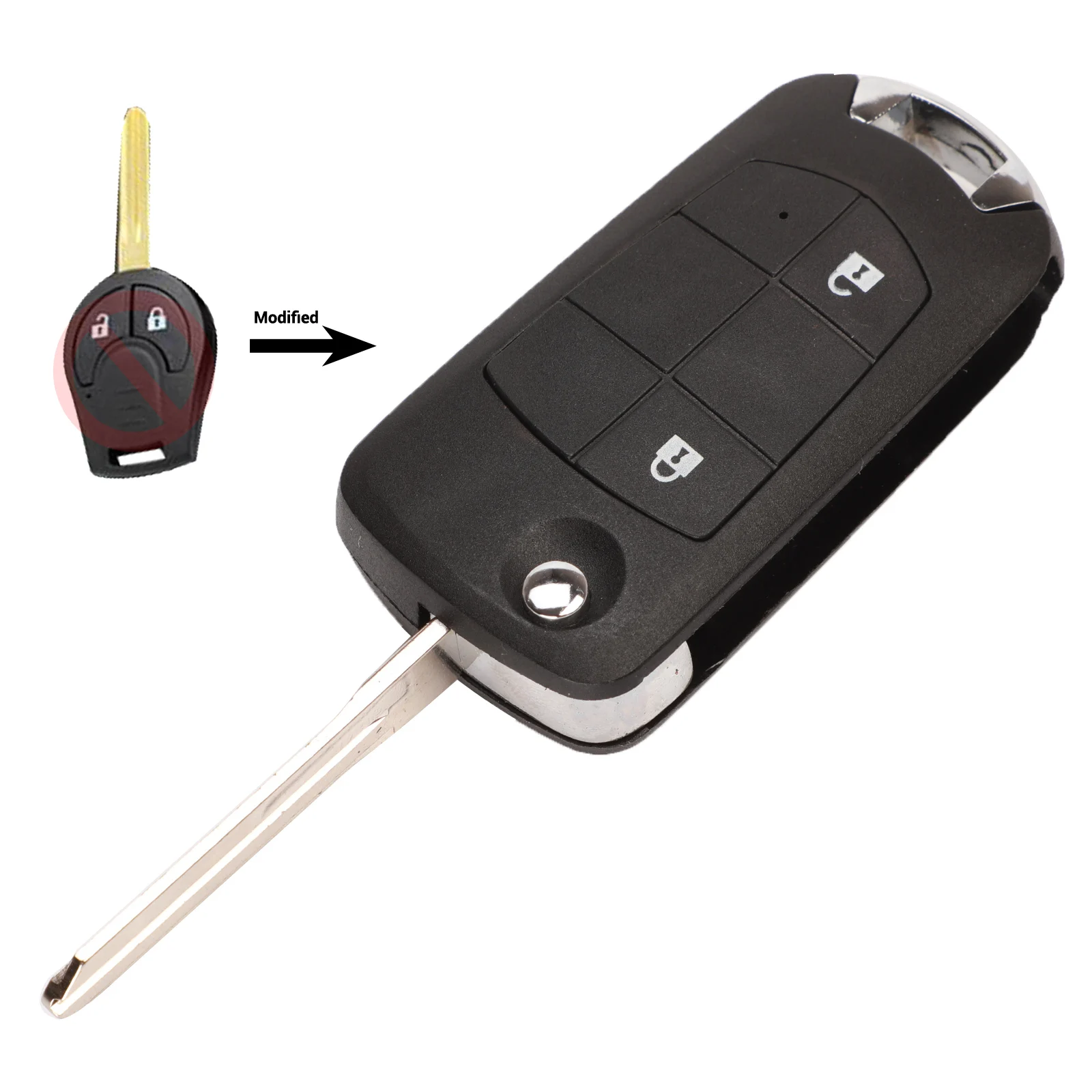 Jingyuqin 10P Пульт дистанционного флип складной ключ оболочки чехол Fob для Nissan Juke March Qashqai солнечное сильфи Tiida X-Trai обновление - Number of Buttons: 2 Buttons