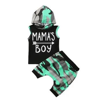 

Fashion Summer Infant Toddler Baby Boy Clothes Sleeveless Camouflage Hoodies Tops Vest+Shorts Pants 2Pcs Cotton Outfit Set 6M-4T