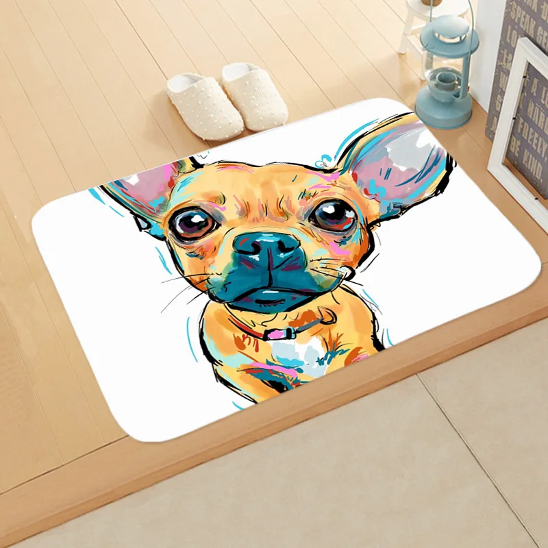 

New Cartoon Style Lovely Dog Painting Dogs Print Carpets Anti-slip Floor Mat Outdoor Rugs Animal Front Door Mats 40x60cm