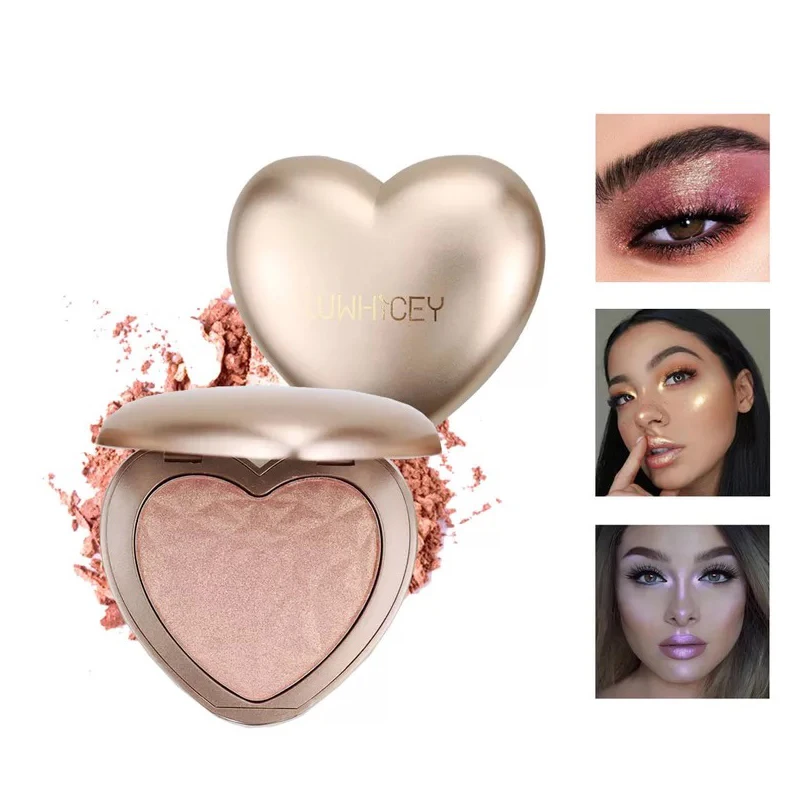 

1pc/10g Makeup Face Highlighter Heart-shaped High-gloss Polarized Light Powder Glow Glitter Iluminador Glow Bronzers Maquillage