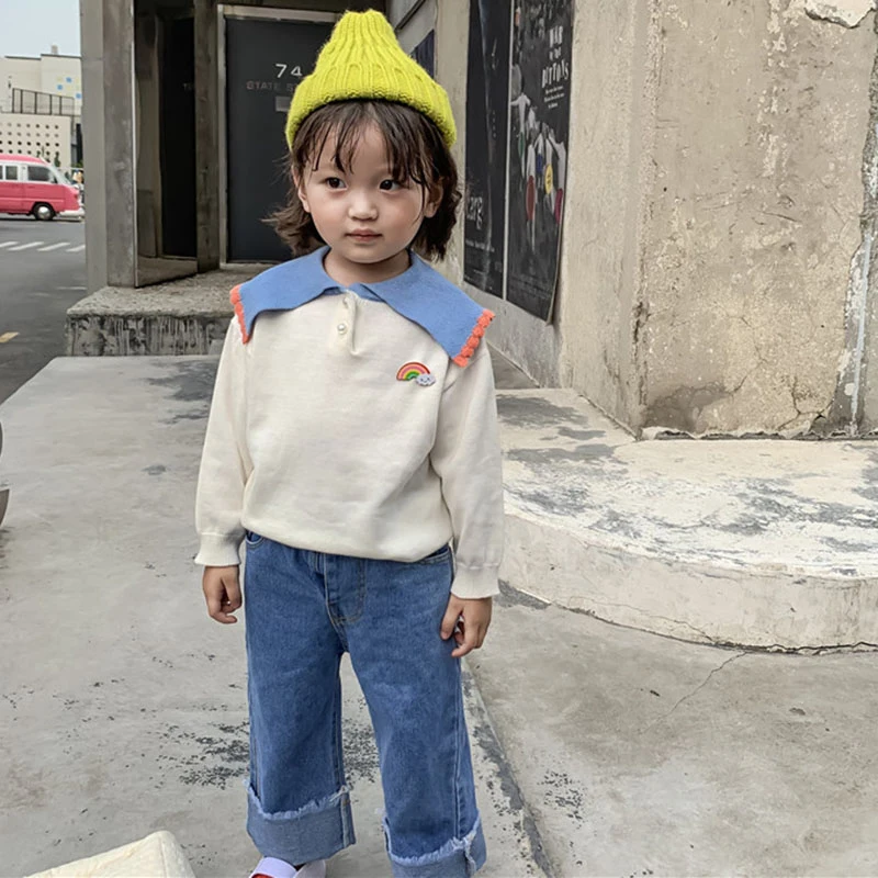 Новинка года, осенний свитер для маленьких мальчиков и девочек от 1 до 6 лет Детские трикотажные полосатые свитера с радугой