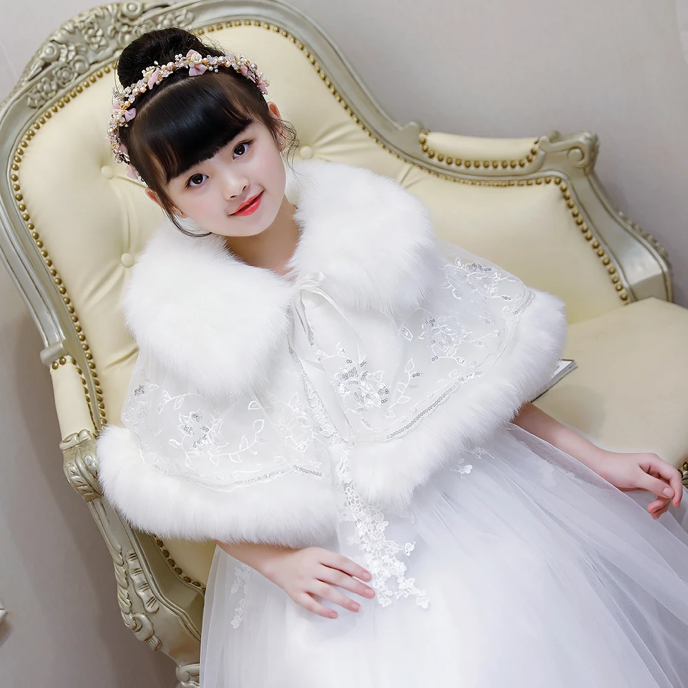 Flower girl Faux Fur shawl Wrap Kids Girls Wedding Gown Shrug Jacket Bolero Coat Flower girl Faux Fur shawl Wrap Kids Girls Wedding Gown Shrug Jacket Bolero Coat