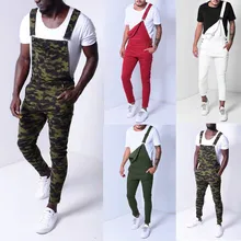 Новинка, уличная мода, мужские джинсовые комбинезоны, уличные потертые джинсы с карманами, комбинезон для мужчин, штаны на подтяжках H1016