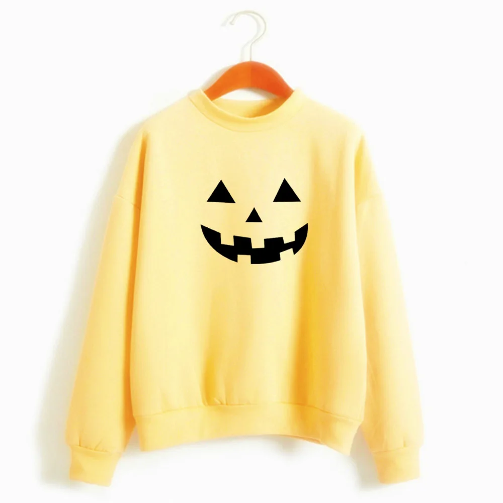yellow-B Толстовки Топ рубашка с рисунком тыквы для женщин Графический Хэллоуин худи с рисунком тыквы Harajuku женские Топы Прямая поставка - Цвет: yellow-B