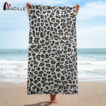 

Miracille Black Dot Bath Towel Leopard Design Towels Bathroom Absorbent Drying Swimwear Beach Towels Woman Beach Mat For Holiday
