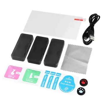 

for Switch Lite iPega PG-SL001 9-in-1 Set Storage Bag Game Card Box Console Clean Tempered Film Rocker Cap Type-C Charge Cable