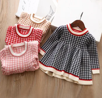 

2019 Girls Dress Autumn Winter Warm Girls Clothing New Fashion Children's Plaid Princess Dress Baby Girls Dress
