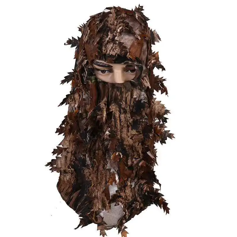 Game Cosplay Costumes Camouflage Maple Leafy 3D Face Mask Ghillie Suit  Sniper Tactical Hoodie Hunting Fishing Headgear Camo Hat