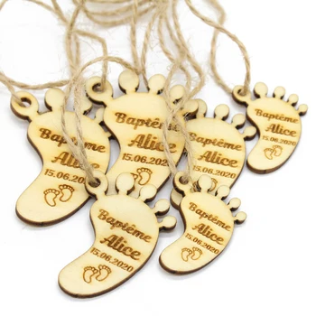 

50 Personalized Engraved Rustic Christening Wooden Thank You Tags,Welcome Bag Tag,Gift Tag Custom Bride Baptism Label Gifts Tags