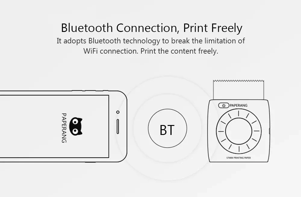 PAPERANG 2 Photo Printer 300dpi Pocket Draagbare Bluetooth Printer 304id Thermal Label Printer For iOS Android Windows 1000 mAh