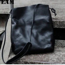 [EAM] Women New Pu Leather Black Split Joint Temperament Personality Accessories Fashion Tide All-match Spring Autumn 1K486