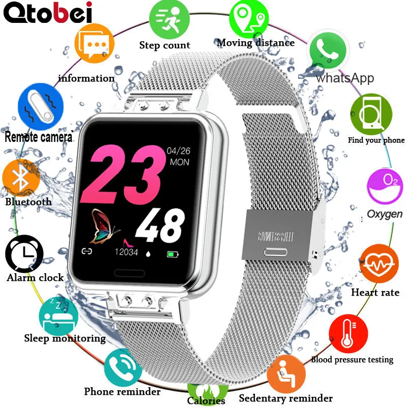 

Smart Watch Women Heart Rate Fitness Tracker Sport Smartwatch Blood Pressure Oxygen Monitor WhatsApp Reminder For Android IOS