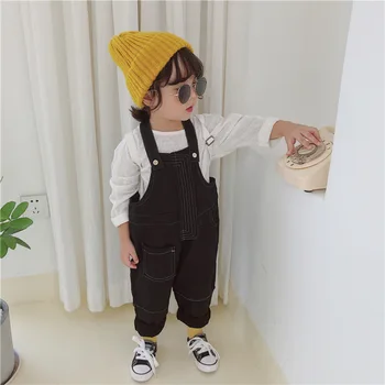 

Autumn Baby Girl Denim Overalls 2019 New Fashion Pockets Loose Trousers All-match Roupa Children Solid Long Pants Party Vetement