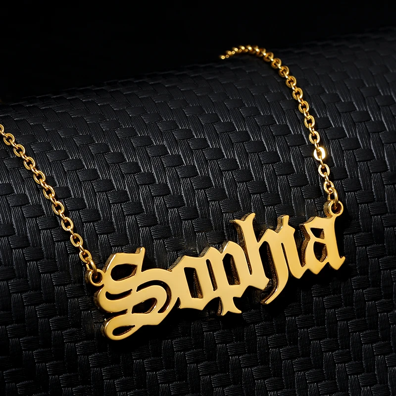 Personalized Name Necklace Old English Customized Nameplate