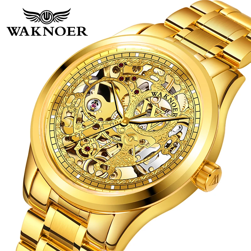 

WAKNOER Men Watch Mechanical Luxury Waterproof Automatic Watch Male Clock Fashion Steel Sport Watch Men Relojes Hombre 2019