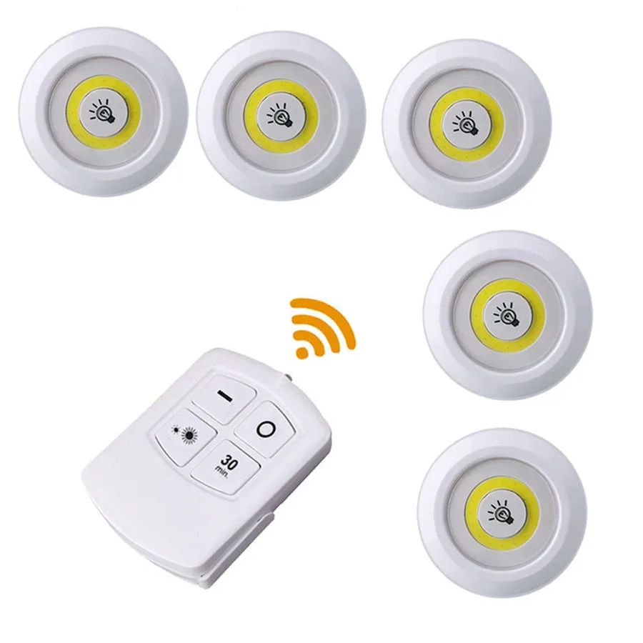 1 Remote 5 Lamp Thrisdar 3 Вт COB диммируемая светодиодная подсветка под шкаф с дистанционным сенсорным краном светодиодный Шайба шкаф светильник s кухонный шкаф лестничный ночник - Цвет: 1 Remote 5 Lamp