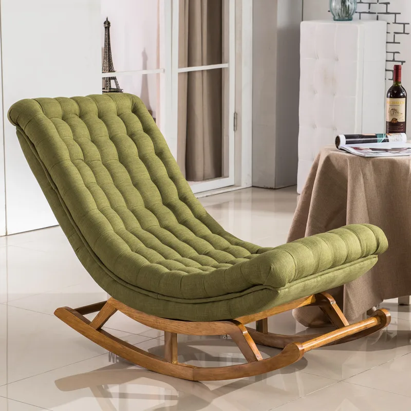 Modern Design Rocking Lounge Chair Sofa Bed Fabric Wood For Home Furniture Sofas Living Room Adult Luxury Rocking Chair Chaise