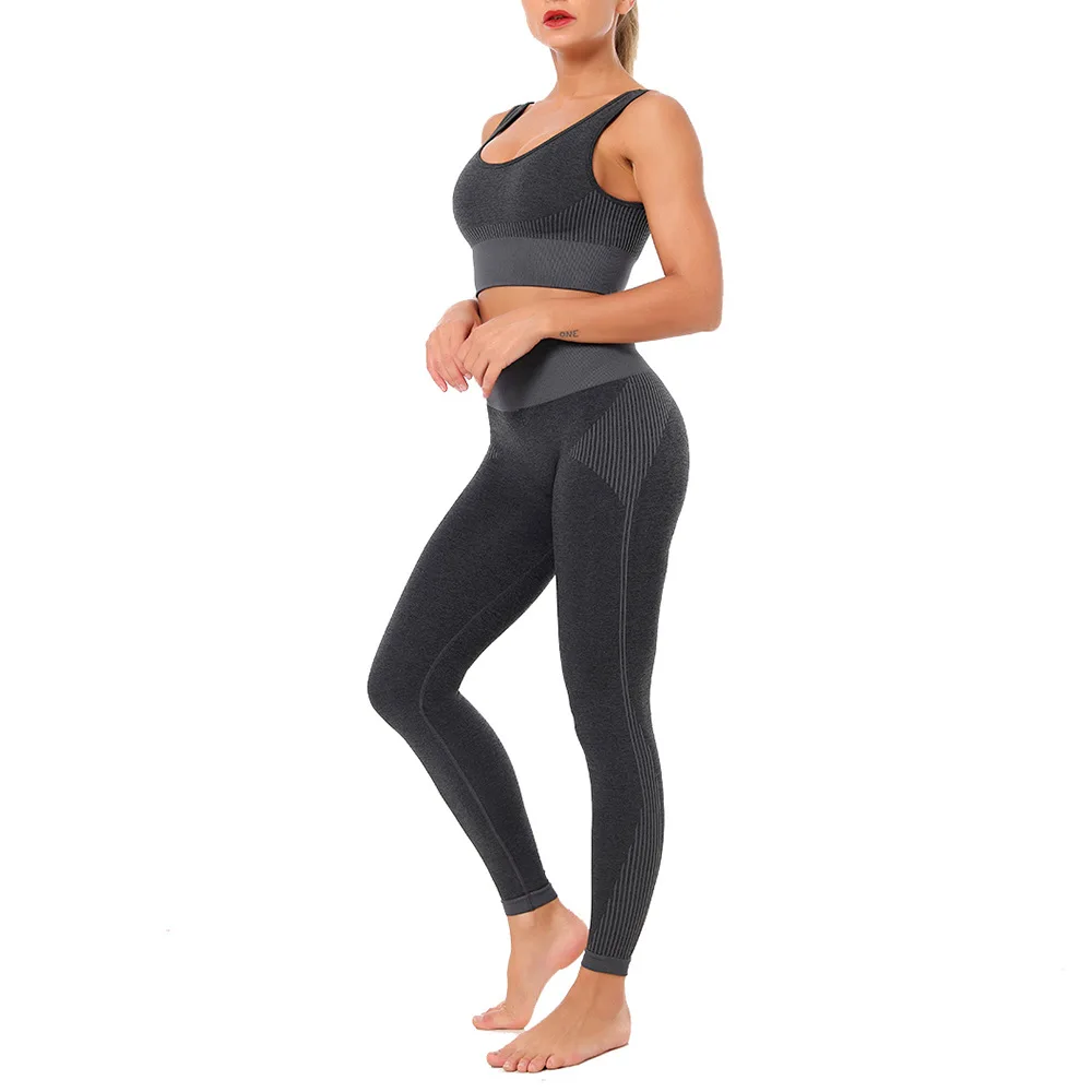 2022 Seamless Suits Leggings Women Gym SetsFemale High Waist Yoga Pants Tracksuit Women Fitness Clothing 2 Piece Set Vest Top