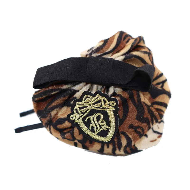 Badge-long leopard Модный детский берет с цветами, повязки для волос, повязки для девочек, детские головные уборы, головные уборы - Цвет: Badge-long leopard