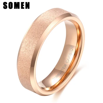 

Somen Rose Gold Frosted Ring for Men Women Tungsten 4mm 6mm Wedding engagement Band for Couple Brand Matte bagues pour femme