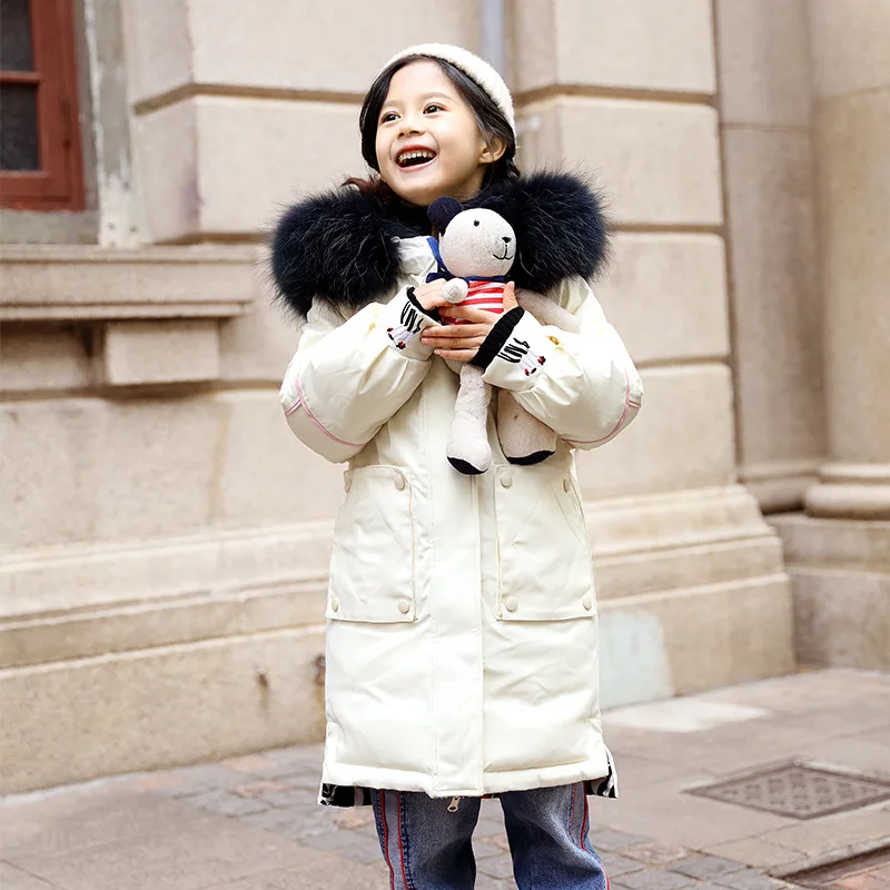 120-160cm new winter high quality fashion medium length girls down jacket kids winter coat kids winter jacket