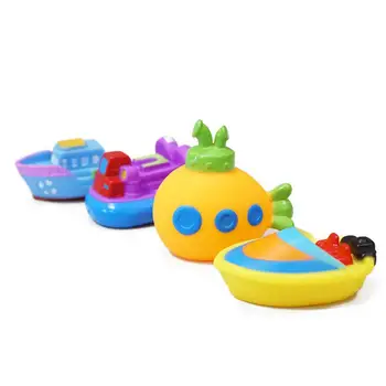 

4 Pcs Baby Bathing Toys Soft Plastic Hovership Boat Submarine Steamship Play Water Toy Gift for Kids