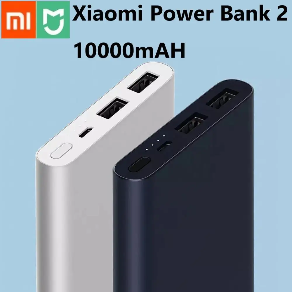 

10000mAh Xiaomi Mi Power Bank 2 External Battery Bank 15W Quick Charge Powerbank 10000 PLM09ZM with Dual USB Output for Phone