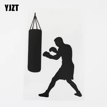 

YJZT 9.6CMX15.2CM Boxing Boxer Sports Decal Punching Bag Vinyl Car Sticker Black/Silver 8A-0925