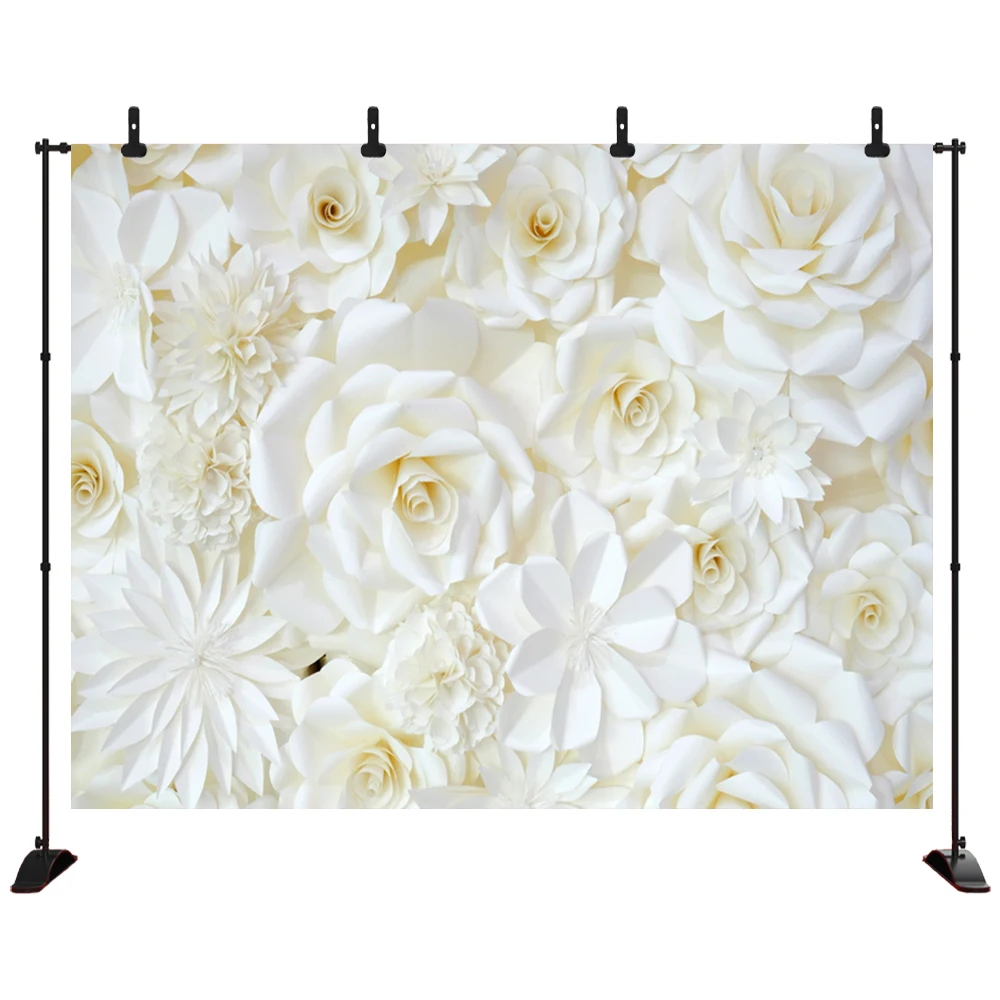 

Wedding Background Photography White rose Flower Stage Ceremony Baby Birthday Party Love Portrait Photography Backdrop