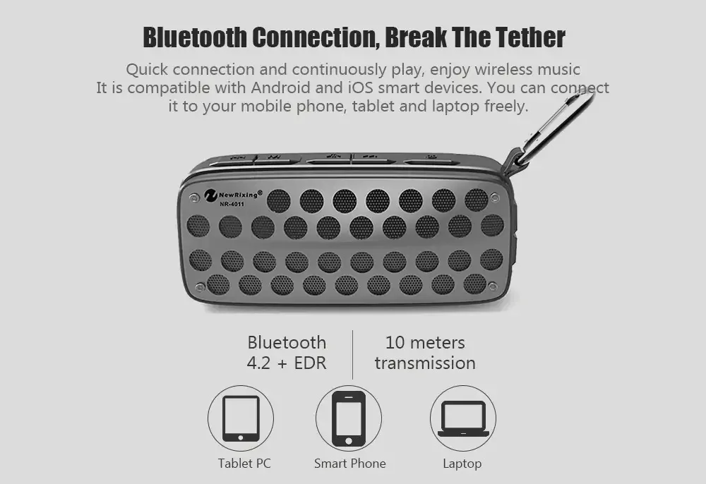 NR4011 Bluetooth беспроводной динамик открытый велосипед беспроводной мини портативный крюк аудио динамик для мобильного телефона