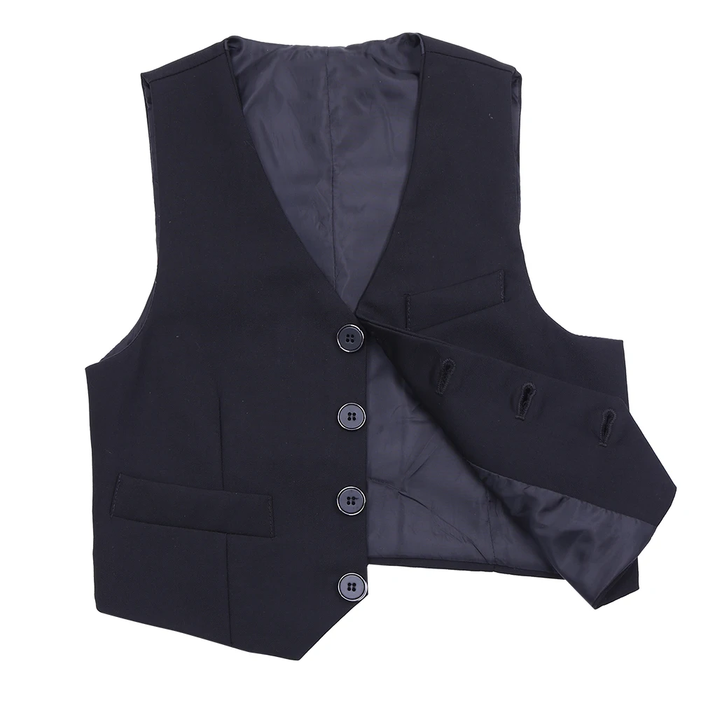 Boys Dress Suit Vest Children's Formal Black Vest Piano Performance Clothes Kids Gentleman School Party Waistcoats Costume 3-12Y