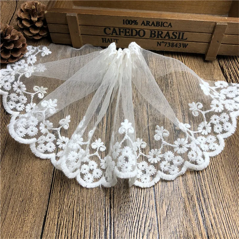 1yard 11CM White Inelastic Embroidery Water Soluble Lace Manual DIY Clothing Sewing Accessories Handicraft Decor Lace Fabric