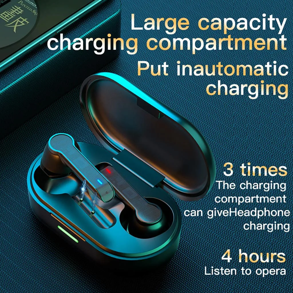Earphones bluetooth hifi noise L32 New Stereo Wireless Sports Bluetooth Headset Touch Control With Charging Compartment